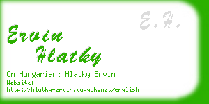 ervin hlatky business card